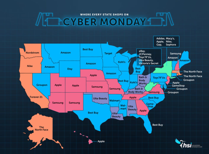 Every State S Favorite Store For Cyber Monday Deals Highspeedinternet Com