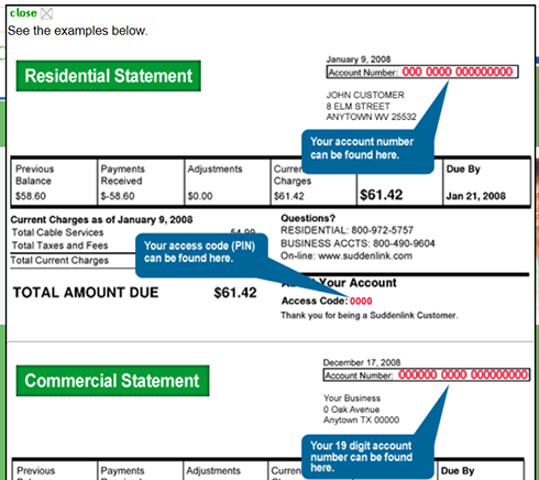 Suddenlink Account Info