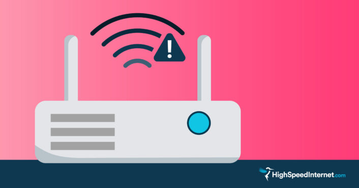illustration of a router with antennas and Wi-Fi sign