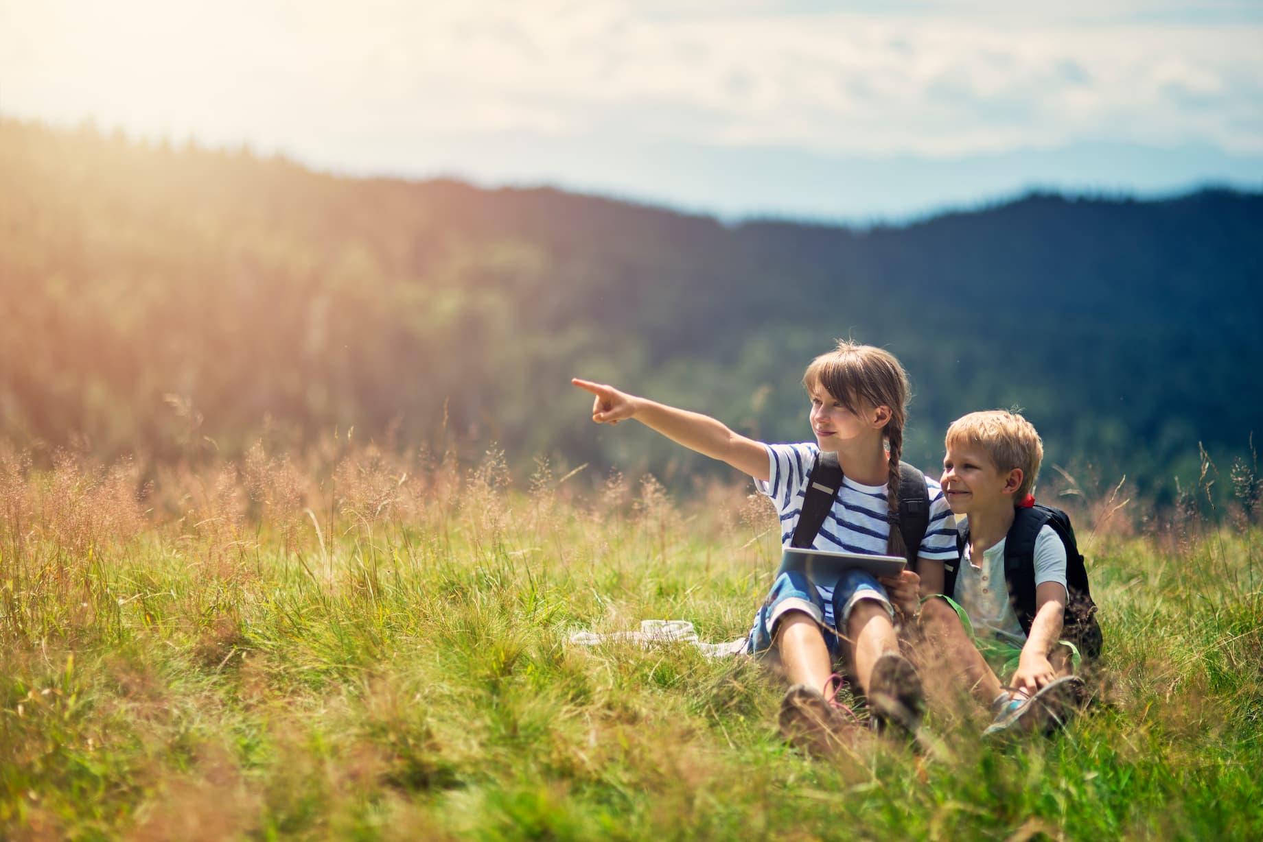 Two kids using wireless internet