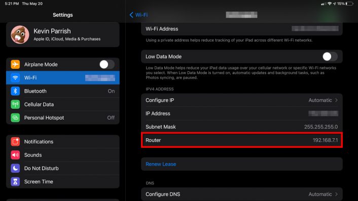 iPadOS Get Router IP Address