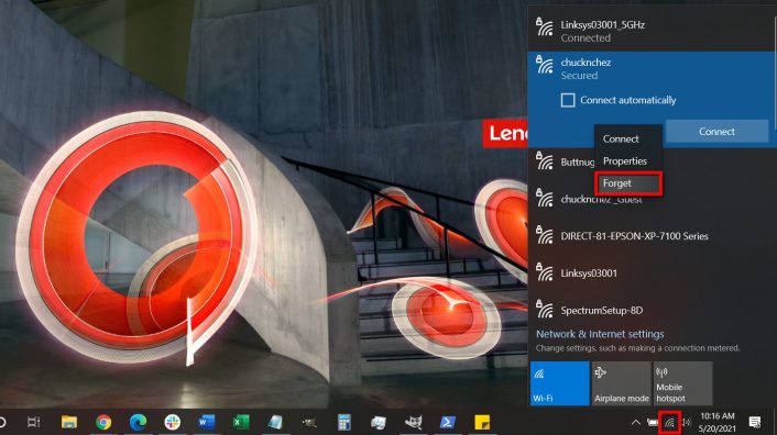 Windows 10 Forget Wi-Fi Network