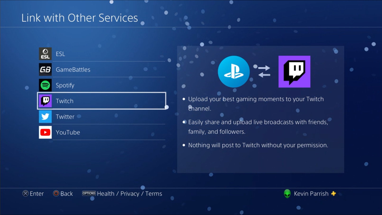 PlayStation 4 Link Twitch