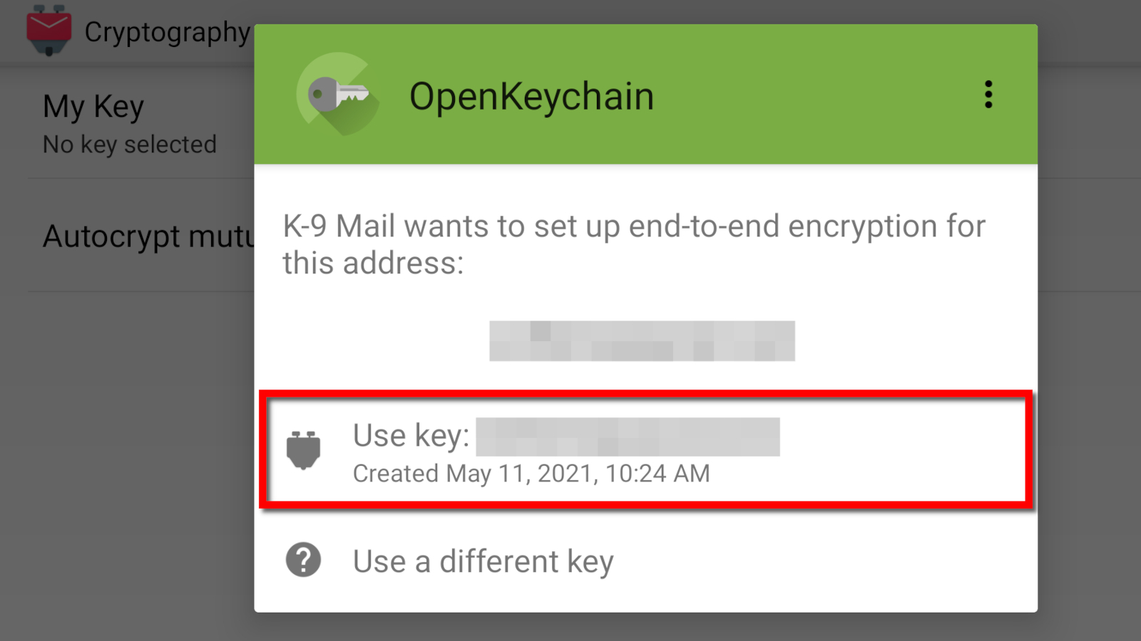 K-9 Mail Add OpenKeychain