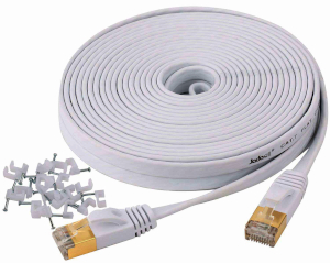 Cable Ethernet Cat 8 de 100 pies, cable LAN de Internet de alta velocidad  blindado con conector RJ45, cable de red Ethernet largo y plano para  juegos