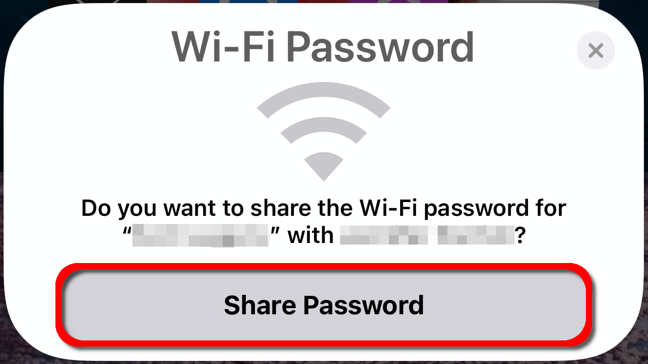 iOS 14 Send Wi-Fi Password