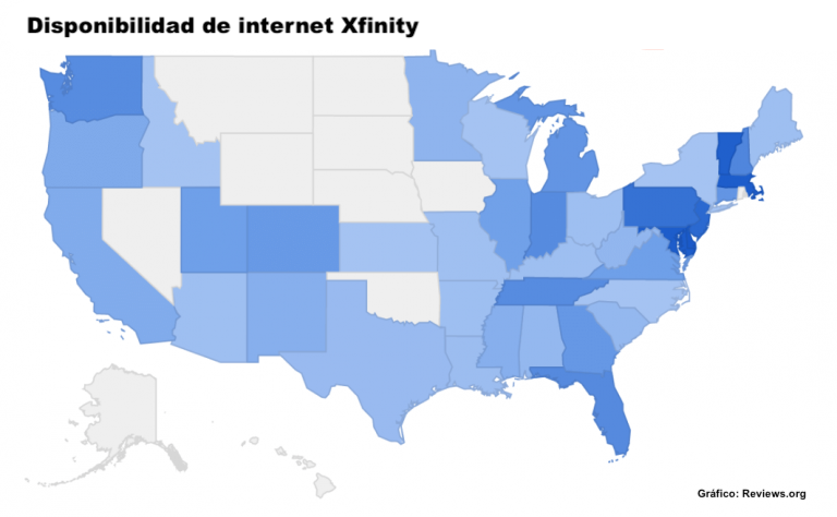 Mapa de disponibilidad internet Xfinity
