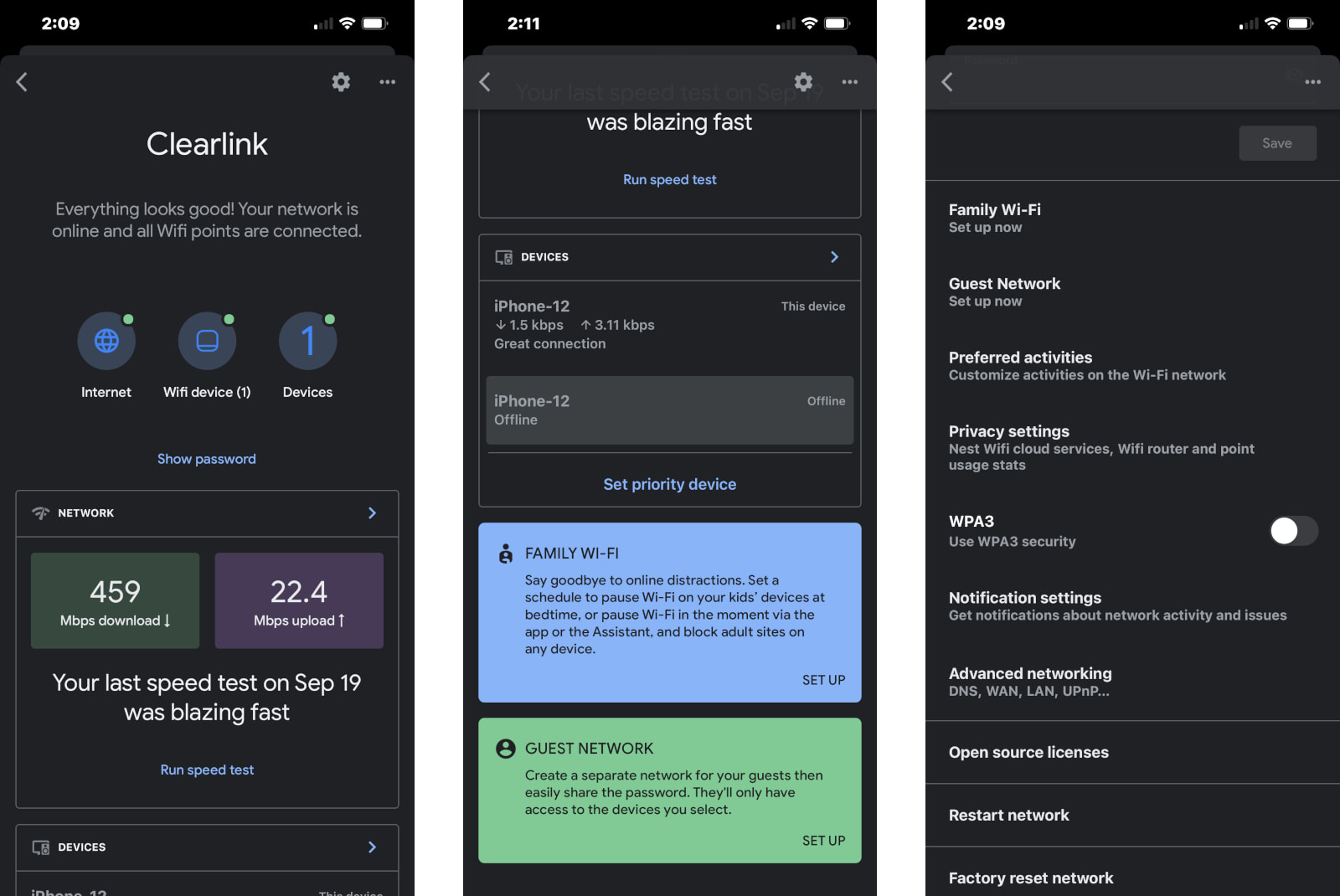 Google-nest-wifi-app-interface Screenshots of Google Nest Wifi app interface