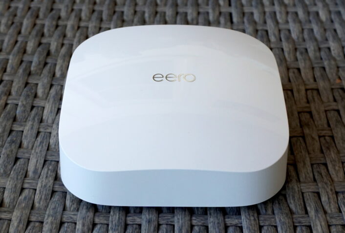 Front view of Eero Pro 6 router
