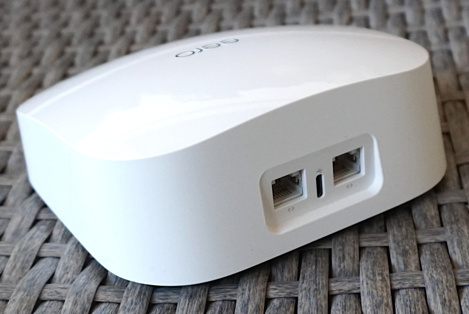 eero-pro-6-ports You can use the Eero Pro 6 Ethernet ports for a wired backhaul or any wired device.