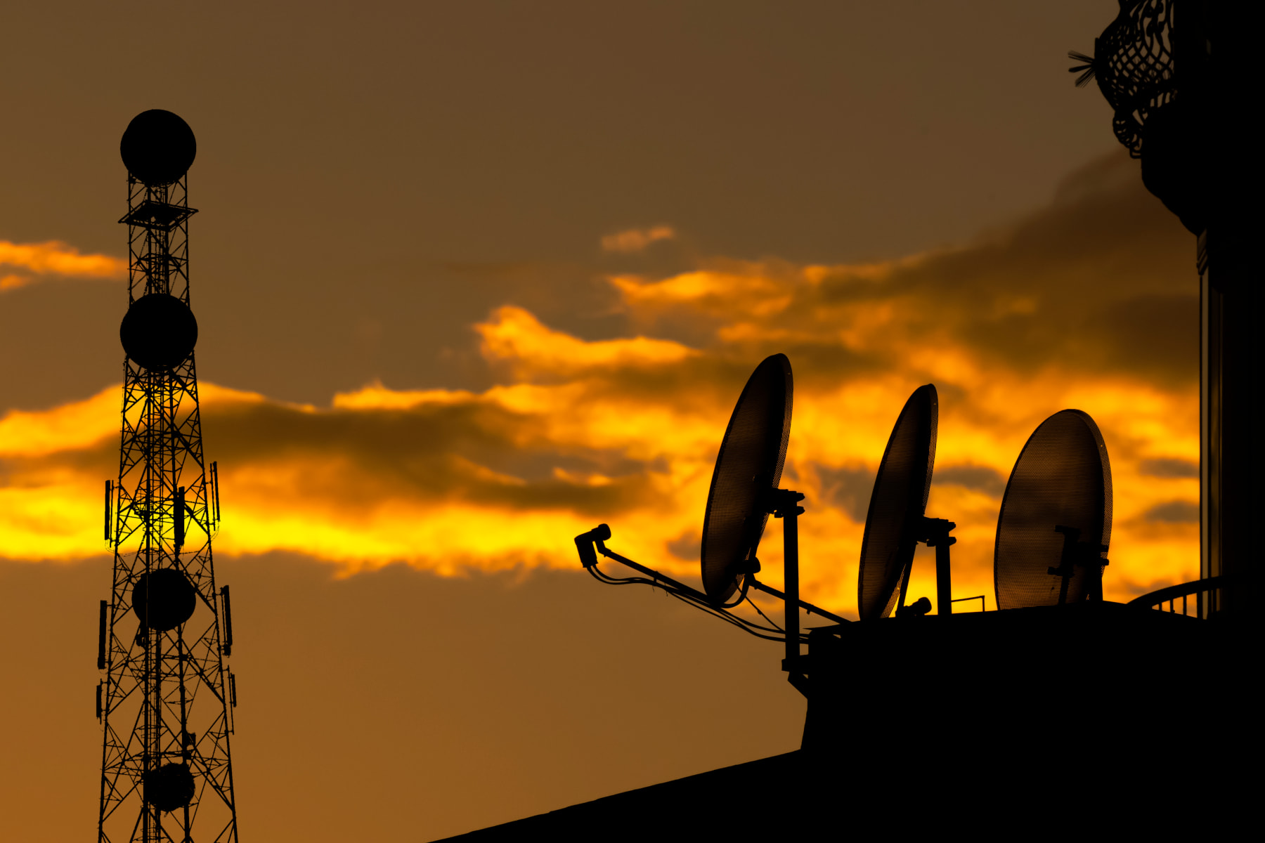 Satellite dishes and wireless towers