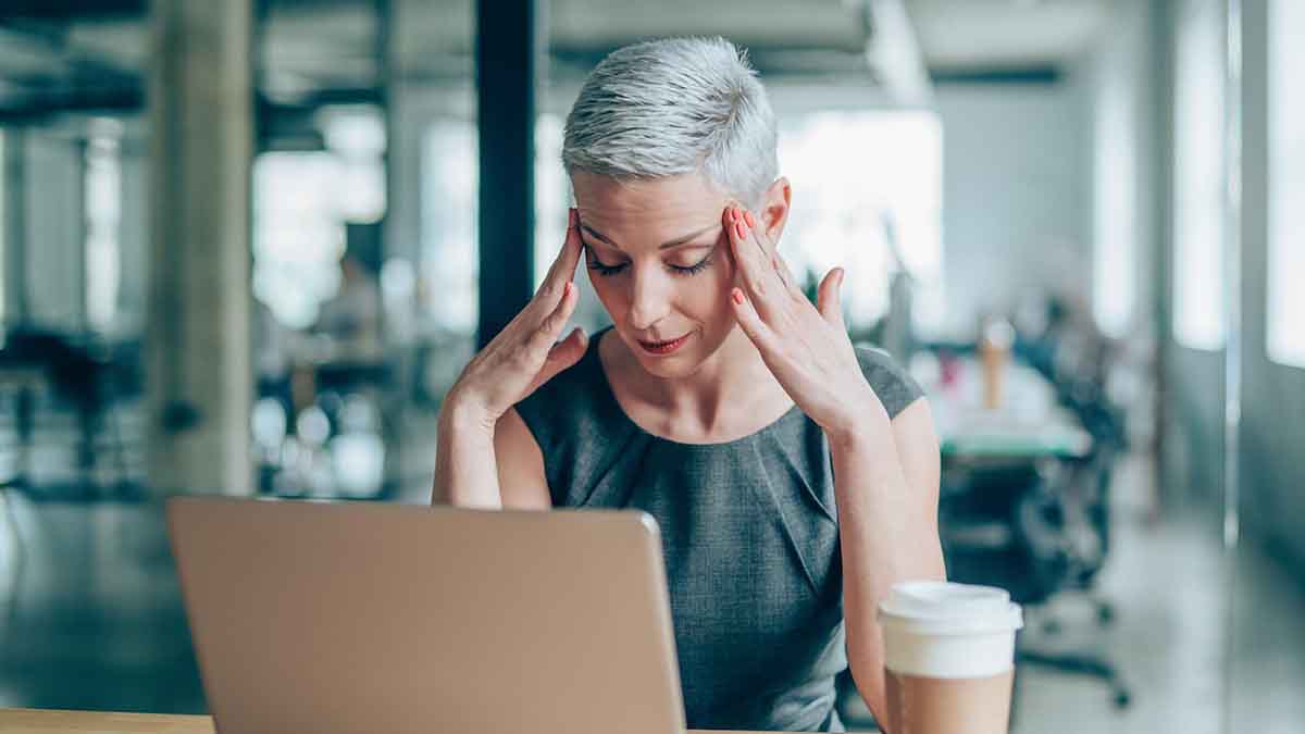 frustrated woman using laptop