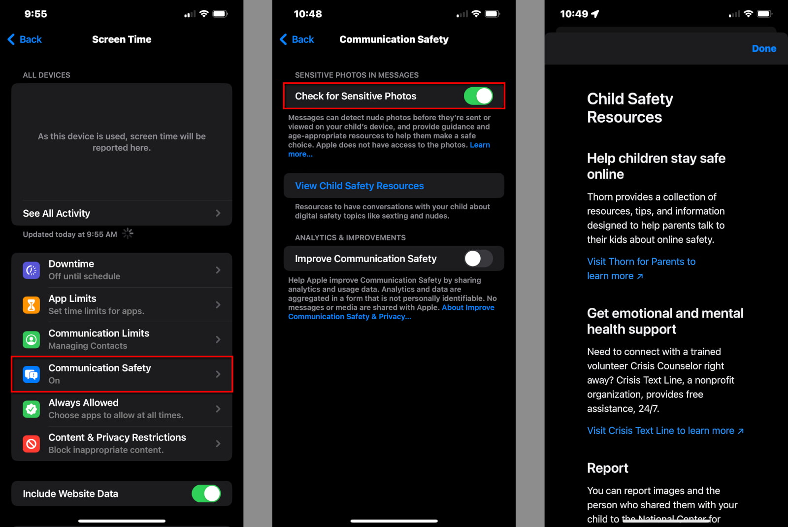 Set communication safety on Apple devices