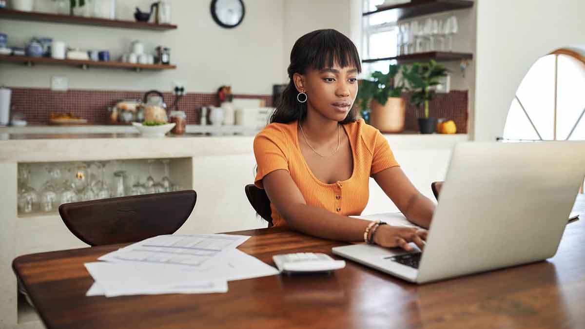 woman using laptop