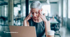 frustrated woman using laptop