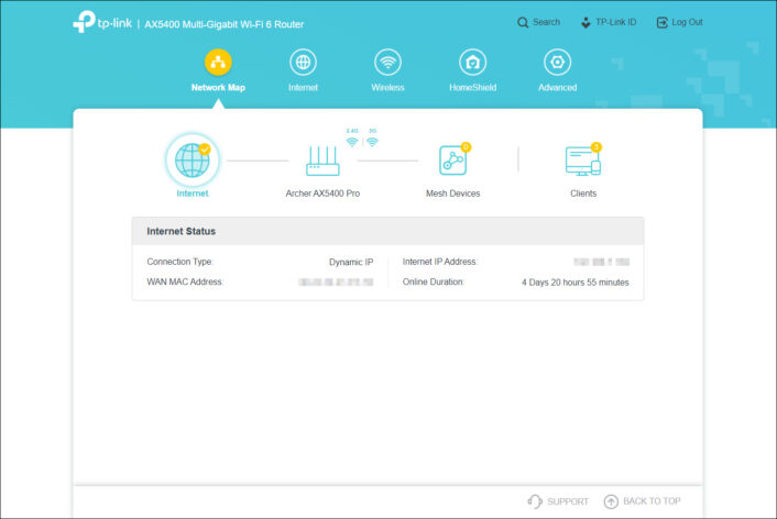 TP-Link router web interface