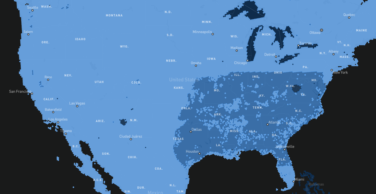 Starlink satellite service availability map