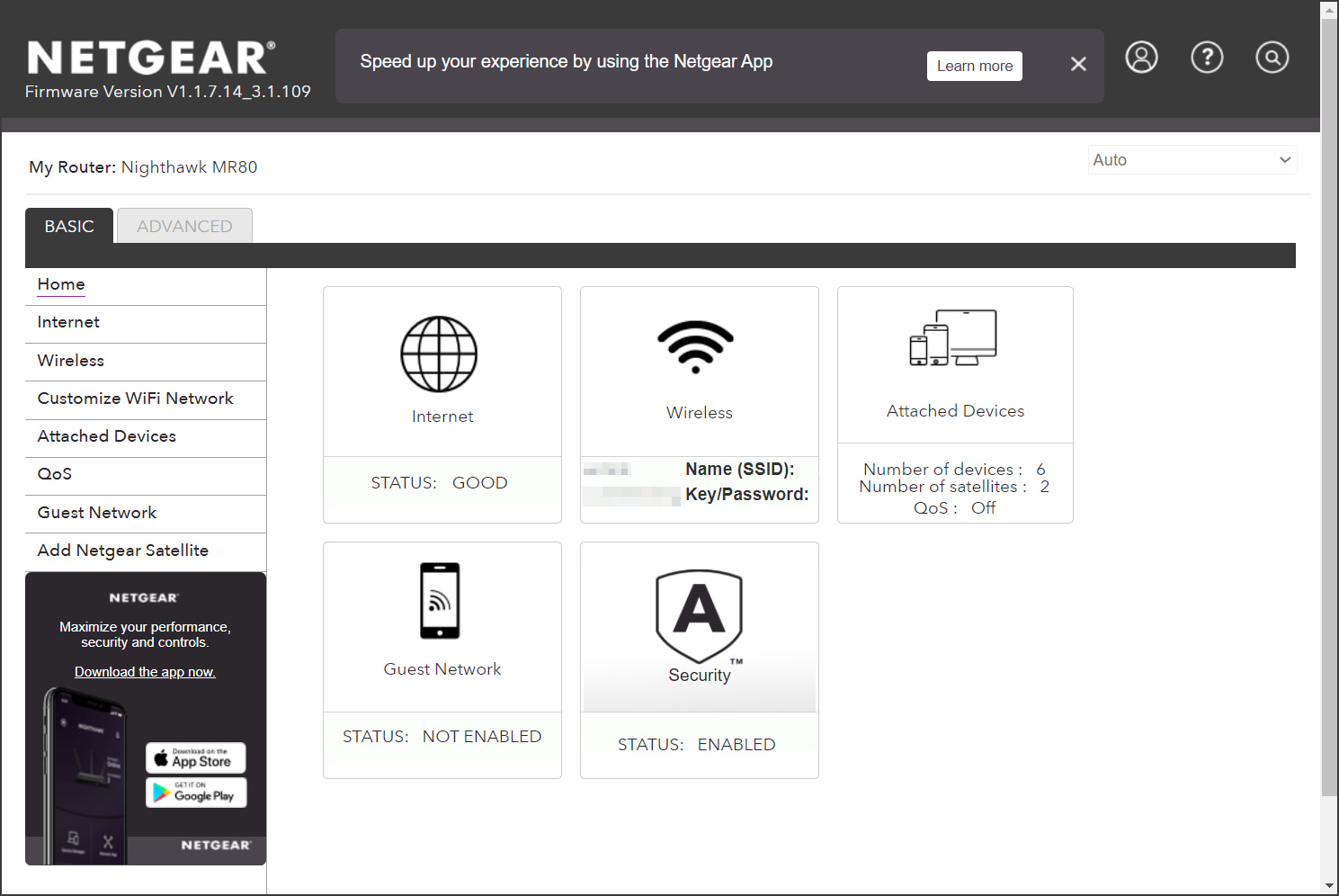 NETGEAR web interface for routers