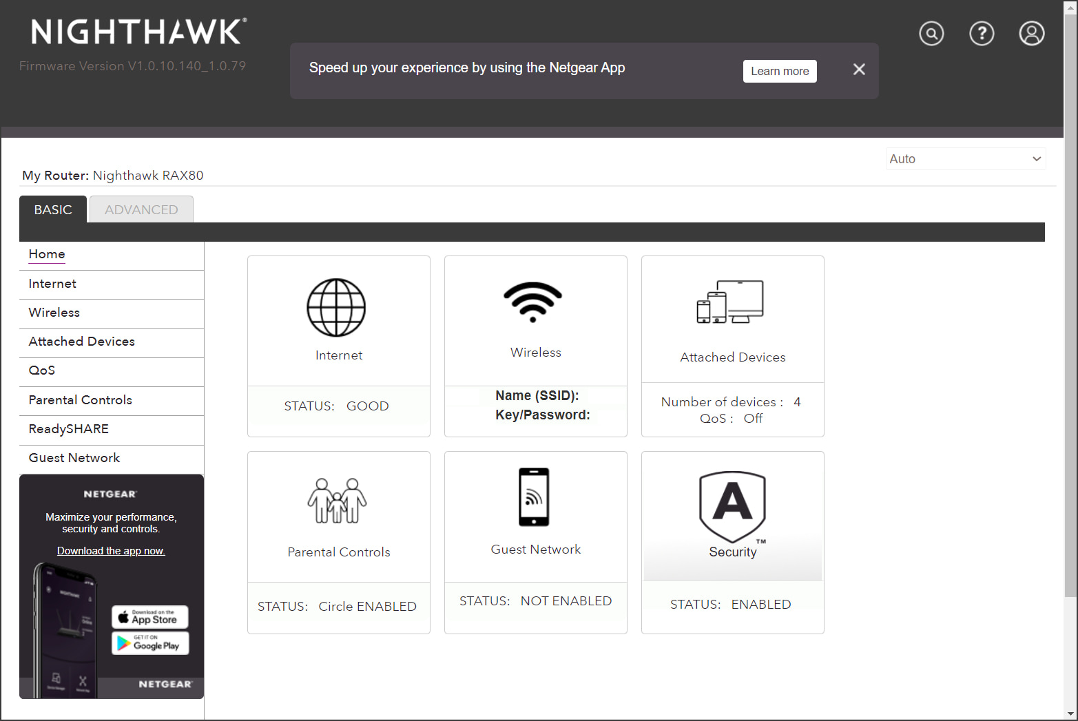 nighthawk web interface