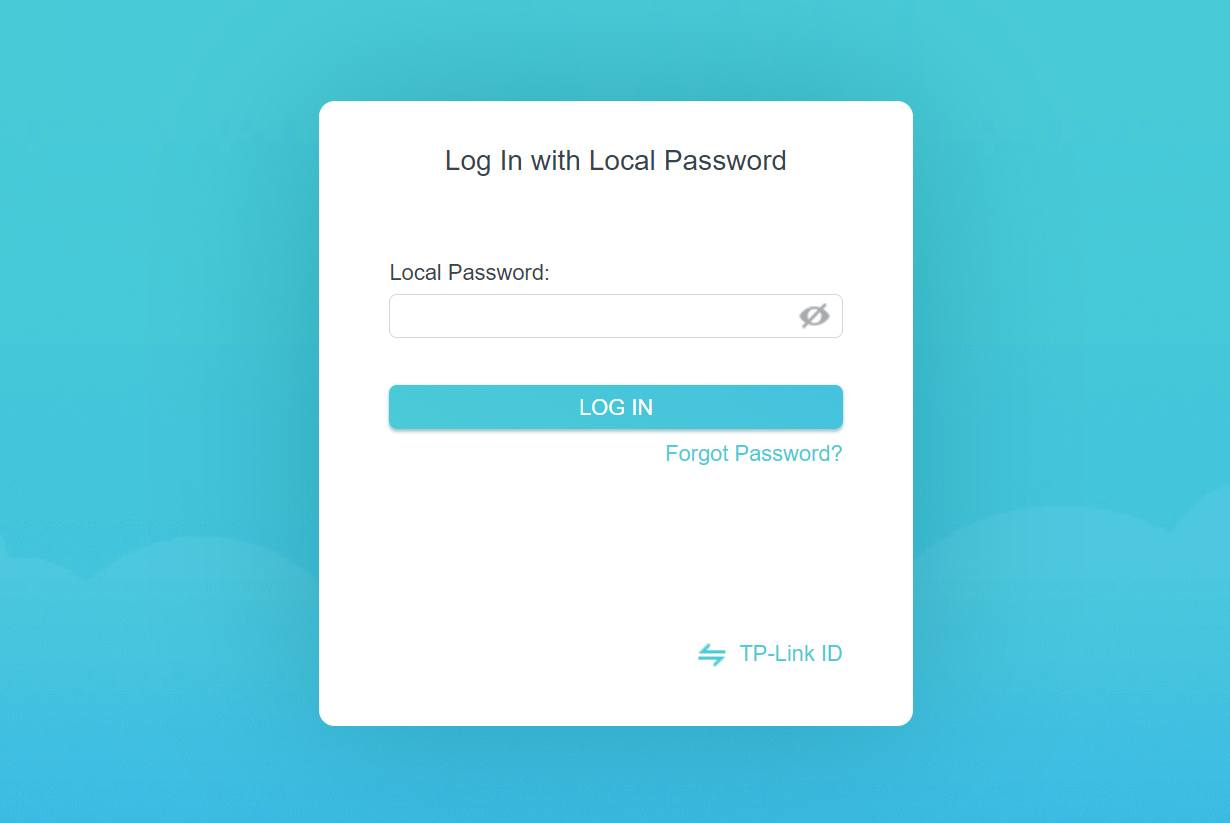 tplink-login-screen-password-only screenshot of login screen password only