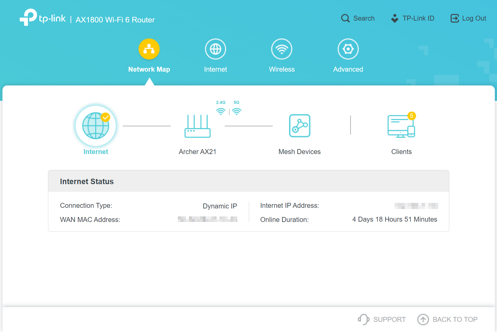 tplink-archer-ax21-interface screenshot of web interface for the archer ax21