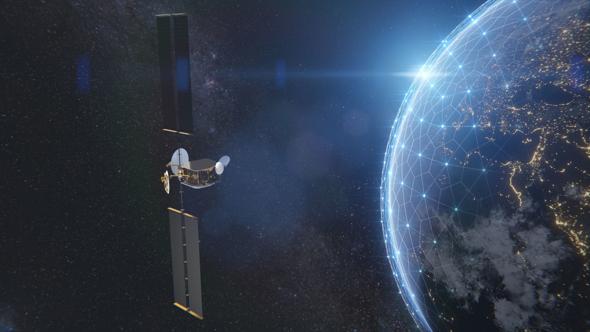 An artist's rendering of the upcoming Inmarsat GX satellites.