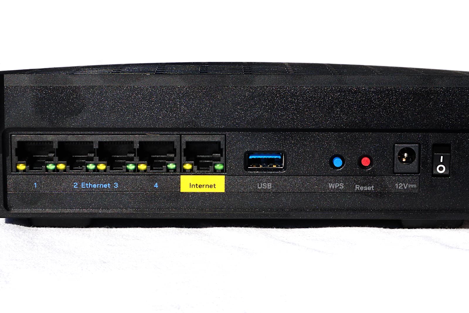 close-up shot of ports in the back of Linksys Hydra 6