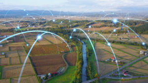 Illustration of rural communities conencted by high speed internet