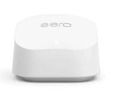Eero router with a steady white light showing a steady internet connection. Courtesy of Mediacom.