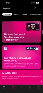 Free MLB subscription offer in the T-Life app