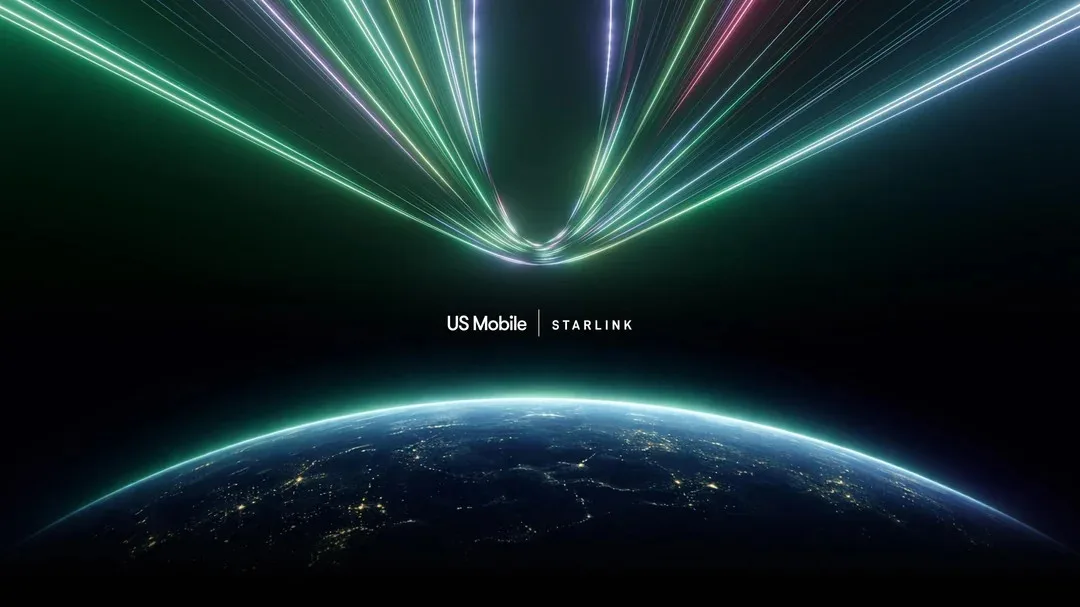 Earth from space with US Mobile and Starlink logos