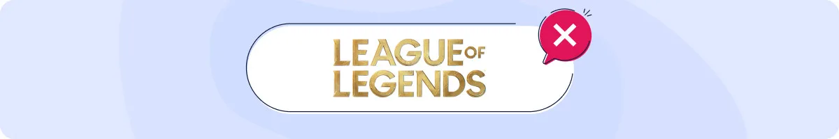 League of Legends logo and outage icon on a blue background