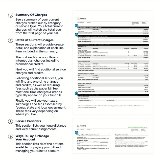 kinetic bill screenshot 1 Examples of a bill for Kinetic Internet