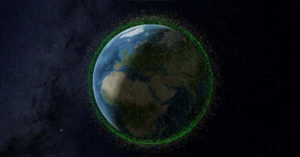 Satellites in orbit around the Earth. Image courtesy of Spacebook.