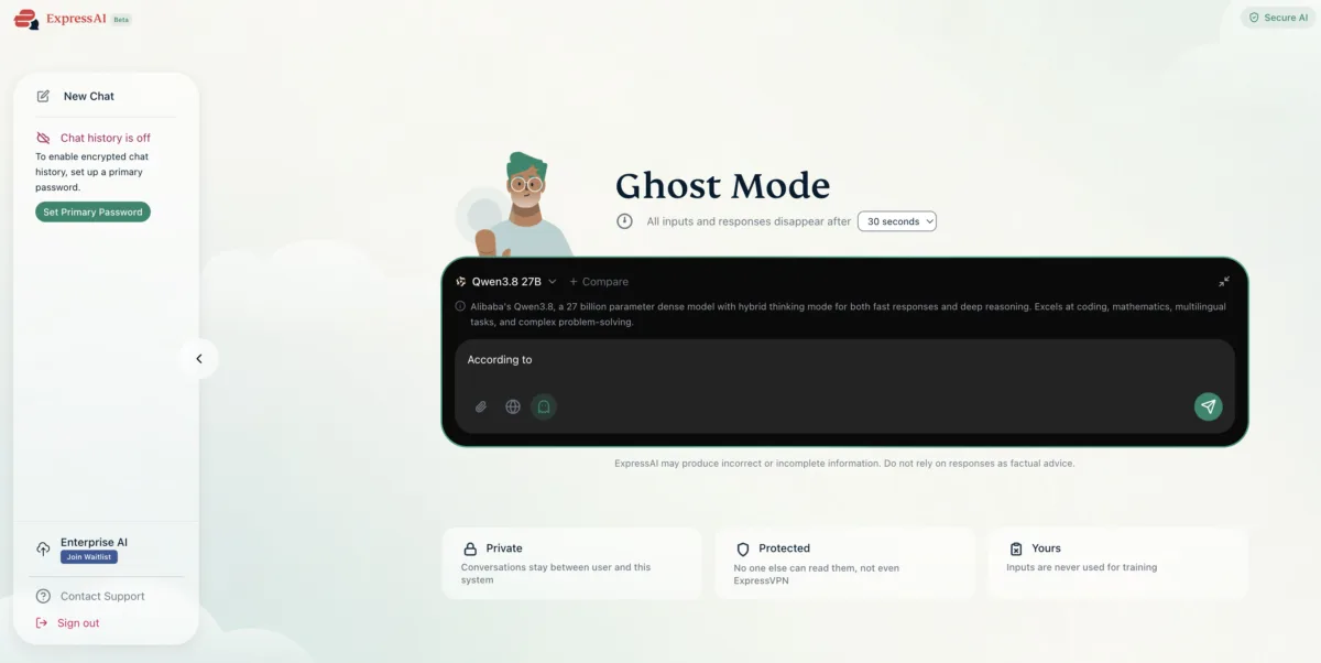 express-vpn-ai-ghost-mode ExpressAI Ghost Mode.