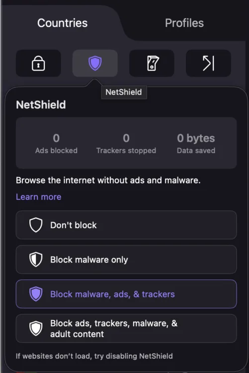 Proton VPN NetShield.